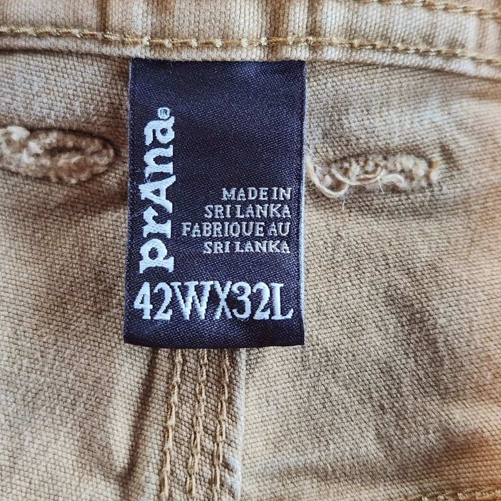 PrAna Breathe Organic‎ Cotton Chino Pants Mens 42x32 Beige Straight Carpender